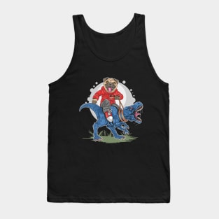 cute pug dog riding a t-rex Tank Top